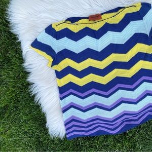 MISSONI Vintage Orange Label Signature Chevron Zigzag Knit Top medium